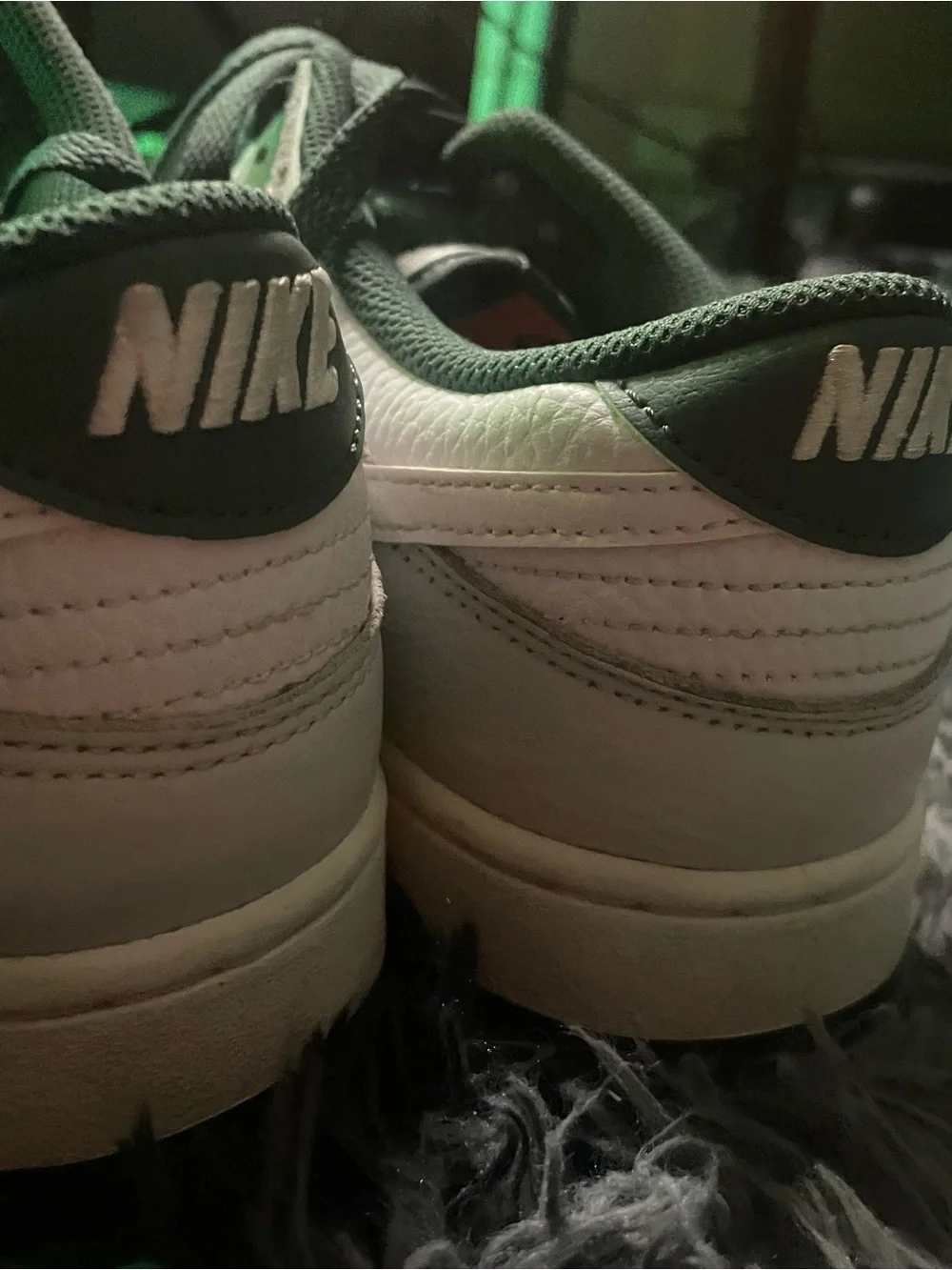 Nike Low-Top Sneakers in White and Dark Green
